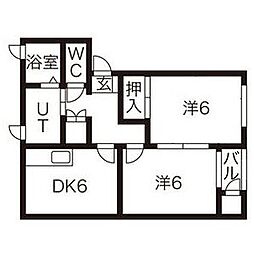 メゾンリリーフ長岡C 2DKの間取図画像