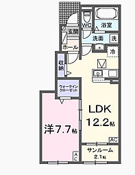 リアン・ノード 1LDKの間取図画像