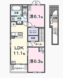 リアン・ノード 2LDKの間取図画像