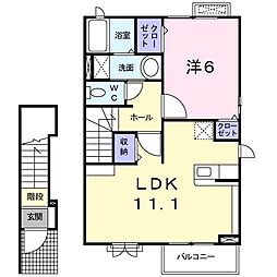 リヴェール 1LDKの間取図画像