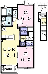 フェリオ 2LDKの間取図画像