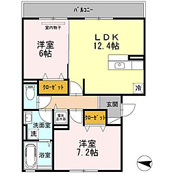 ロイヤルガーデン木場 2LDKの間取図画像