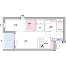 リアンレガーロ桜並木駅 1LDKの間取図画像