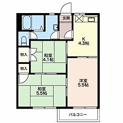 コーポ高畑B 3Kの間取図画像