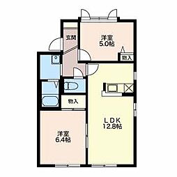 メゾングレージュC 2LDKの間取図画像