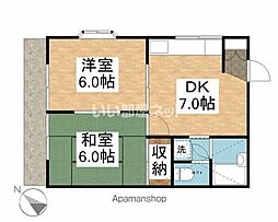 イースト・ワン・久喜 2DKの間取図画像