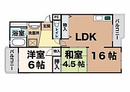 グリーンヒル名谷 2LDKの間取図画像