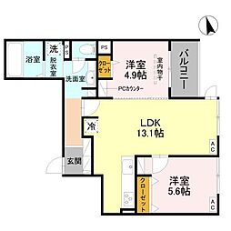 シュトラール鳳 2LDKの間取図画像