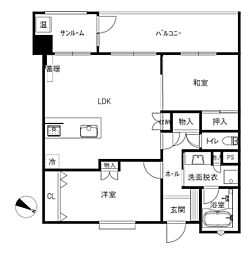 グランドパレス武蔵ケ辻 2LDKの間取図画像