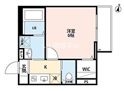 Avalon 西都賀(アバロン 1Kの間取図画像