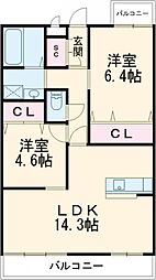 アルテマイスターイオ 2LDKの間取図画像