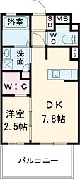 フロンティアききつIII 1DKの間取図画像