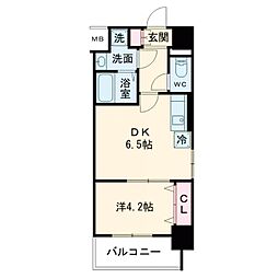 メイクス天王寺南 1DKの間取図画像