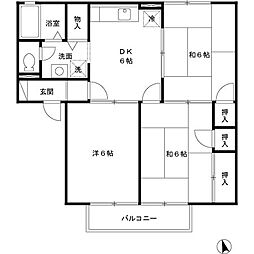 レジデンス西村B 3DKの間取図画像