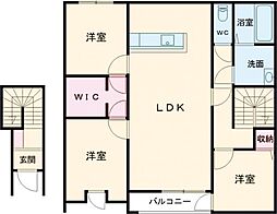 高崎市金古町アパート 3LDKの間取図画像
