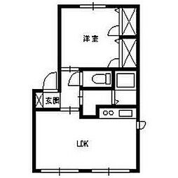 カーサエクセルC 1LDKの間取図画像