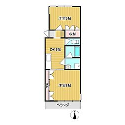 星ケ丘ハイツ 2Kの間取図画像
