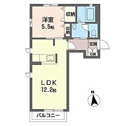 エイラクA 1LDKの間取図画像