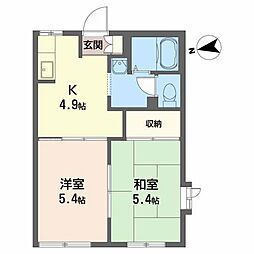 グラン・パティオ北上B 2Kの間取図画像