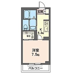 プルミエールハイ 1Kの間取図画像