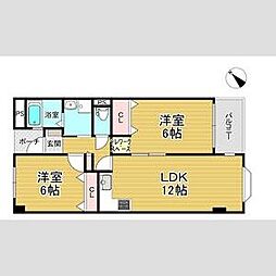 アウフヘーベン東宝塚 2LDKの間取図画像