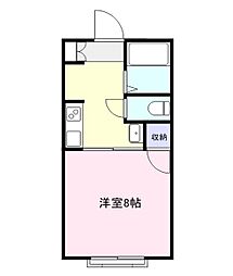 ロゼ2 1Kの間取図画像
