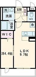 高崎市上中居町マンション 1LDKの間取図画像