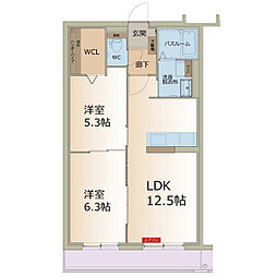 MARK&TWO 2LDKの間取図画像