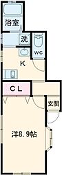 サラティ2 1Kの間取図画像