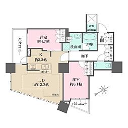 ザ・パークハウス西新宿タワー60 2LDKの間取図画像