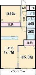 ハウス・ド・采女 2LDKの間取図画像