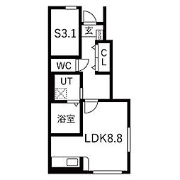 Trefle ワンルームの間取図画像