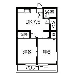メゾンドファミール 2DKの間取図画像