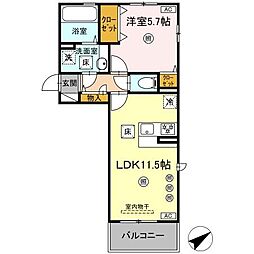 (仮称)D-ROOM八代市西片町18PJ 1LDKの間取図画像