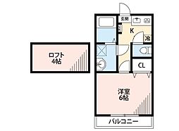 Kハウス・R 1Kの間取図画像
