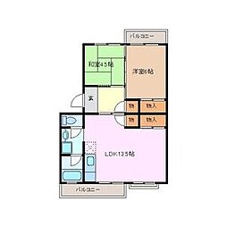 江場ハイツ 2LDKの間取図画像