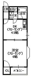 サンライフ三筑 1DKの間取図画像