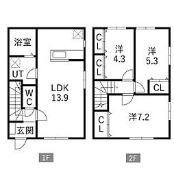 カトル.ヴァン中野B 3LDKの間取図画像