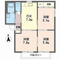 ファミールプラザA 3Kの間取図画像