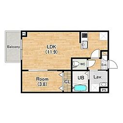 (仮称)ジーメゾン大和郡山ルクディ 1LDKの間取図画像