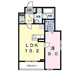 アルカディアI 1LDKの間取図画像