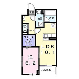 アルカディアI 1LDKの間取図画像