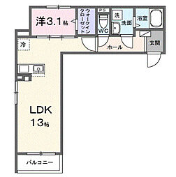 ヒカルサ志木 1LDKの間取図画像