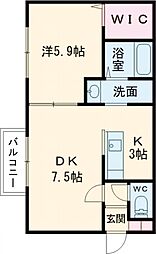 マヌカータココ2 1LDKの間取図画像
