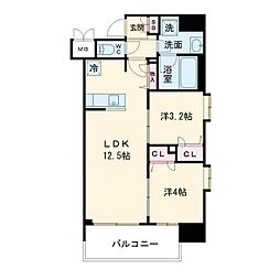 ルフォンプログレ南森町 2LDKの間取図画像