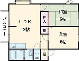 サンライフ蓮池 2LDKの間取図画像