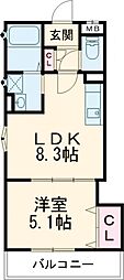クリエオーレ常盤町 1LDKの間取図画像
