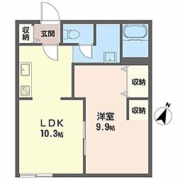 コーポ四時福 1LDKの間取図画像