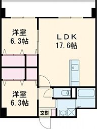 R.sideINARI 2LDKの間取図画像