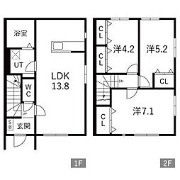 プリエール B棟 3LDKの間取図画像